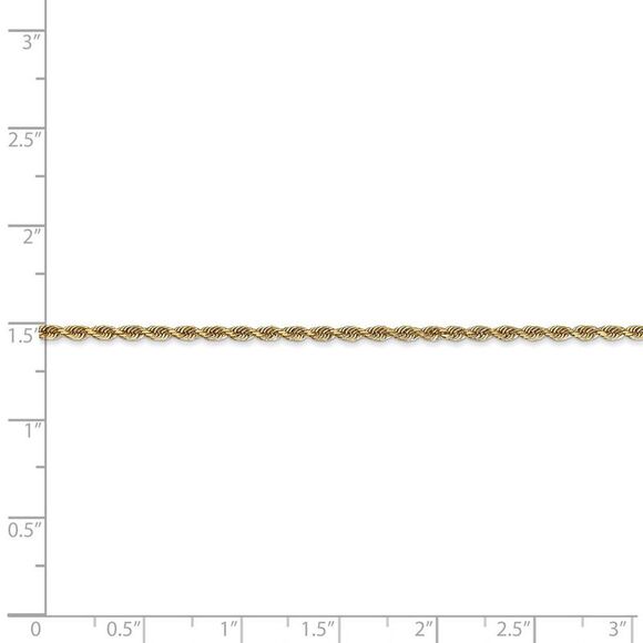 2mm, 14k Yellow Gold, D/C Quadruple Rope Chain Necklace, 22 Inch